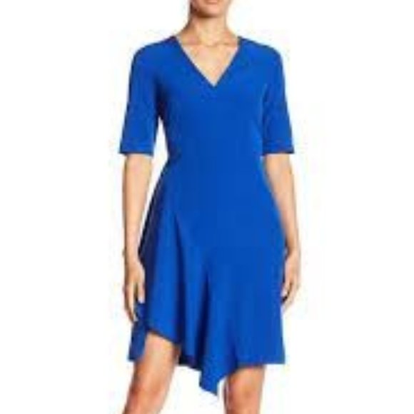 Maggy London Blue Dress Asymmetrical "Solid Dream" NWT Size 10 - Picture 1 of 14